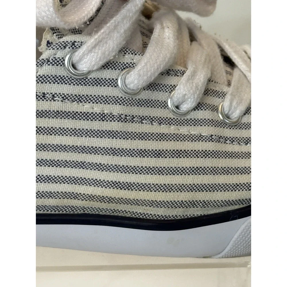 Polo Ralph Lauren Parnell Womens Sneaker 7.5B Blue White Striped Canvas Shoe